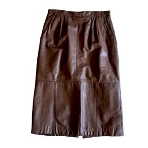 Vintage brown leather pencil skirt sz 29